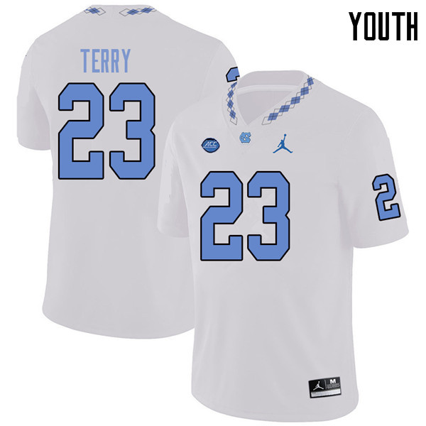 Jordan Brand Youth #23 Javon Terry North Carolina Tar Heels College Football Jerseys Sale-White